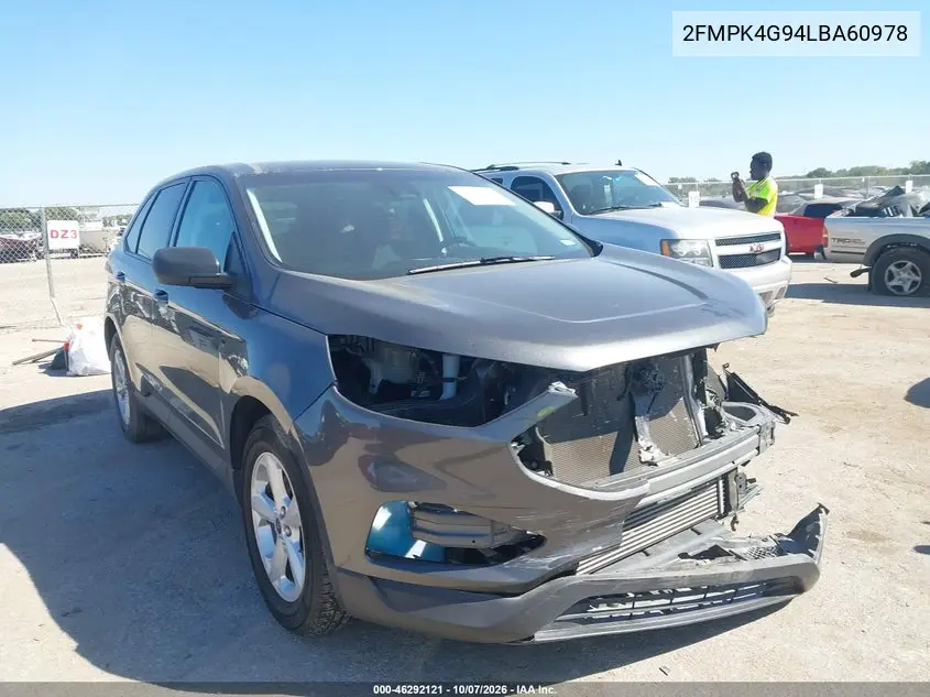 FORD EDGE 2020, VIN 2FMPK4G94LBA60978