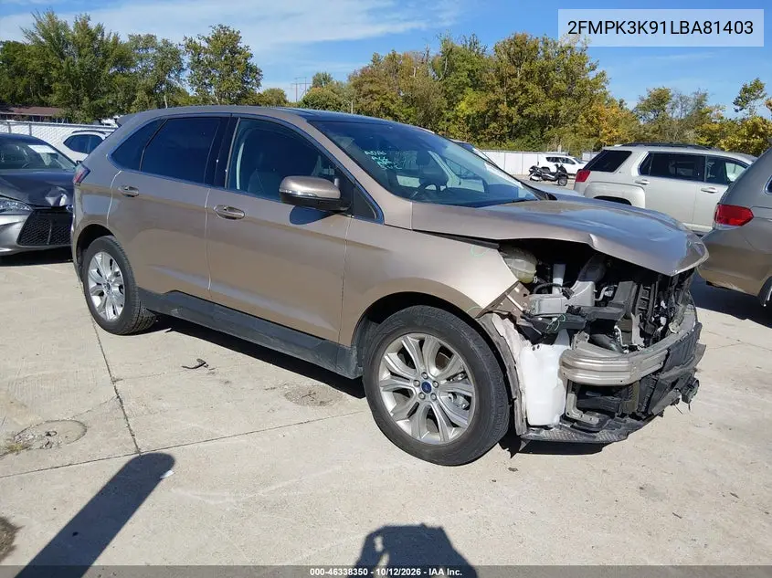 FORD EDGE 2020, VIN 2FMPK3K91LBA81403