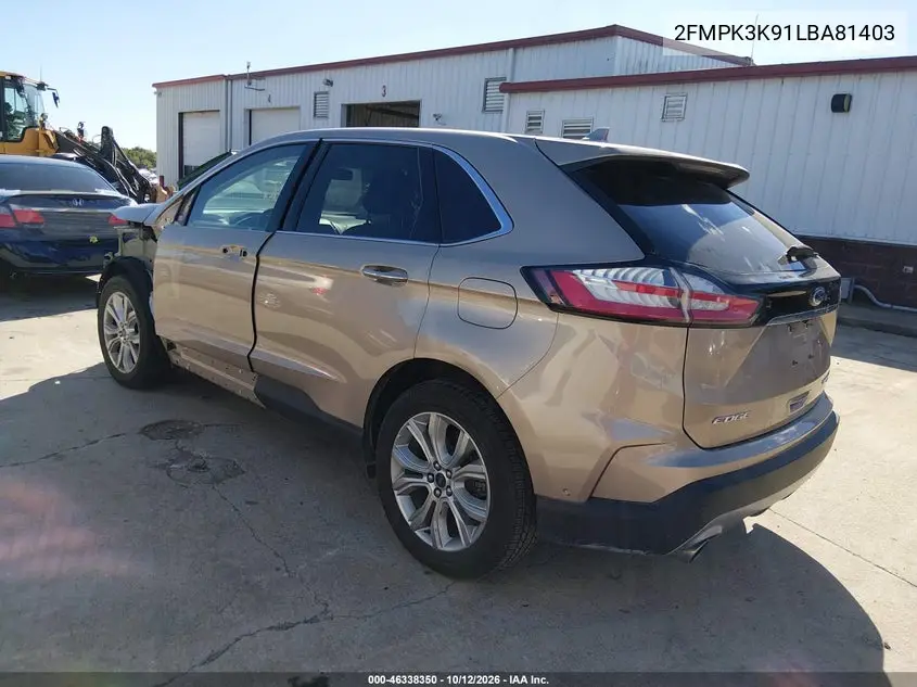 2020 FORD EDGE VIN 2FMPK3K91LBA81403 — фото 3