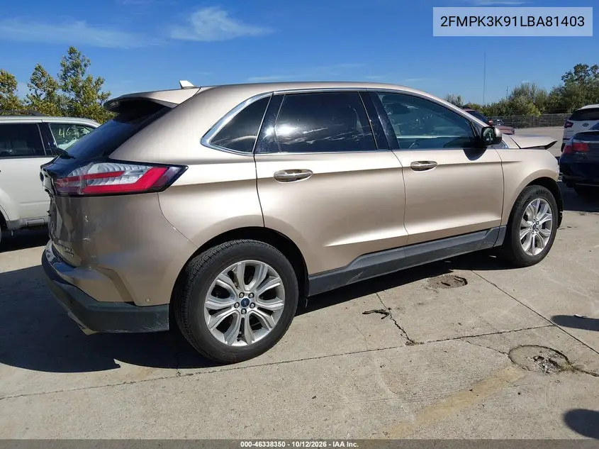 2020 FORD EDGE VIN 2FMPK3K91LBA81403 — фото 4