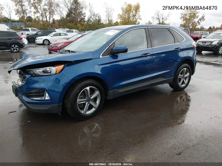 2021 FORD EDGE VIN 2FMPK4J91MBA64870 — фото 2