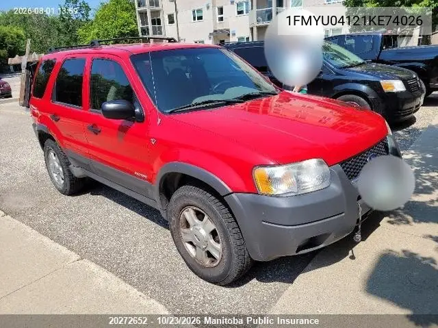 FORD ESCAPE 2001, VIN 1FMYU04121KE74026