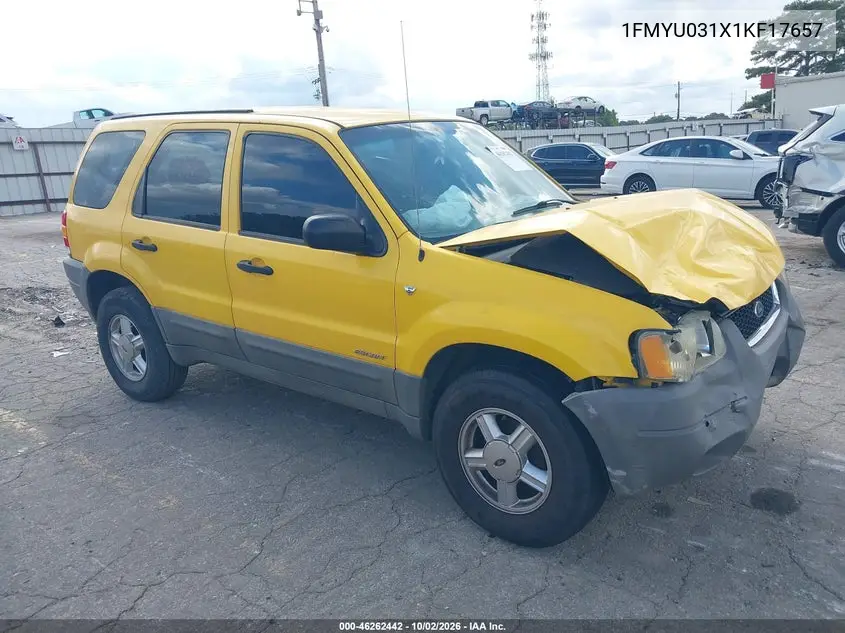 FORD ESCAPE 2001, VIN 1FMYU031X1KF17657