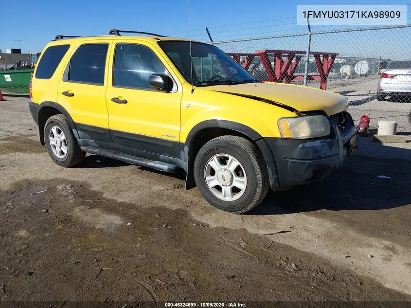 FORD ESCAPE 2001, VIN 1FMYU03171KA98909