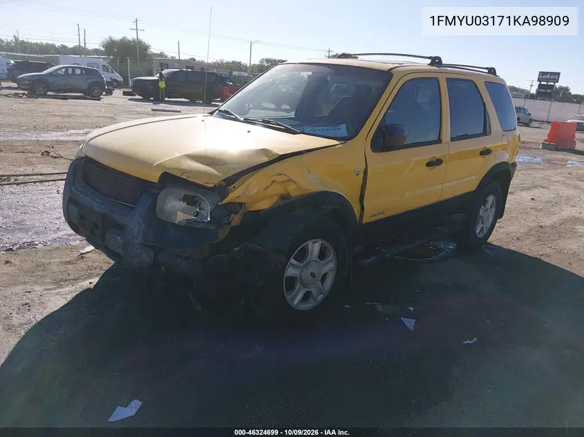 2001 FORD ESCAPE VIN 1FMYU03171KA98909 — фото 2