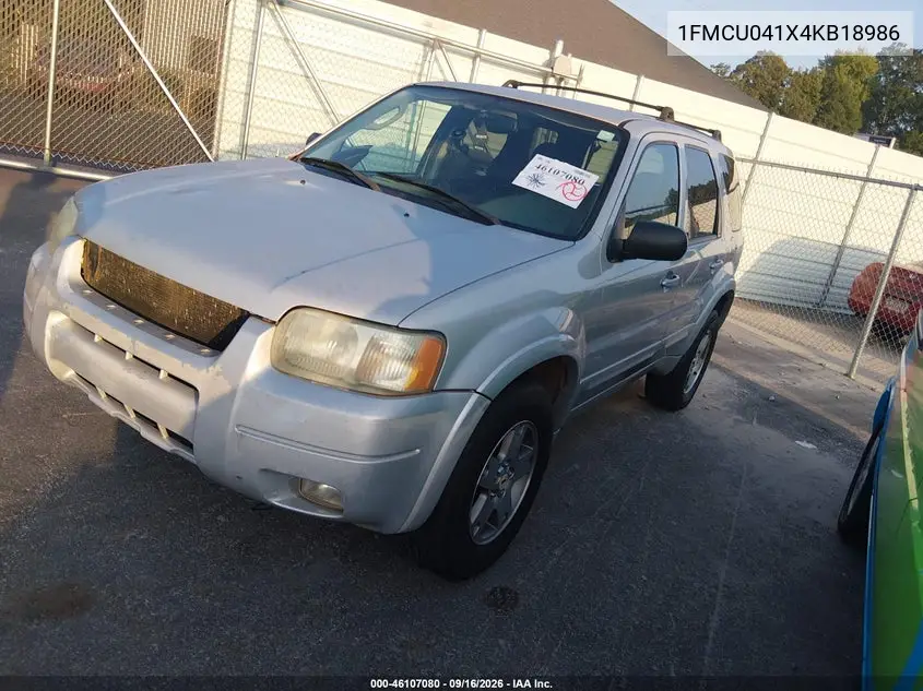 2004 FORD ESCAPE VIN 1FMCU041X4KB18986 — фото 2
