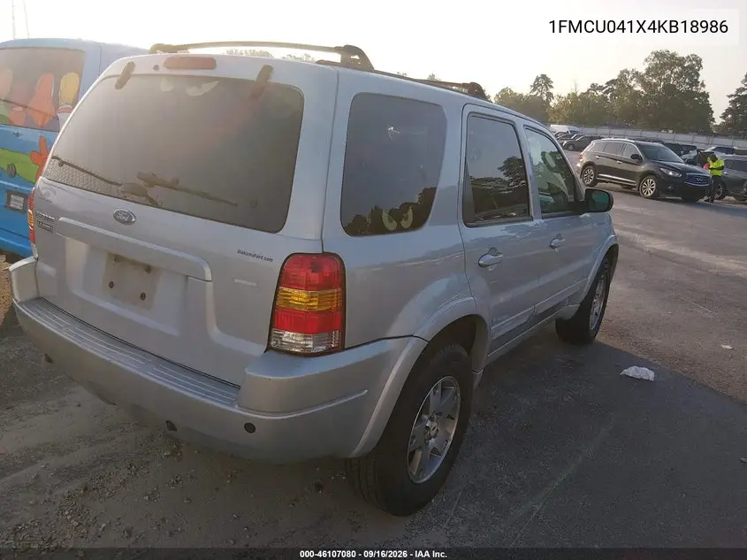 2004 FORD ESCAPE VIN 1FMCU041X4KB18986 — фото 4