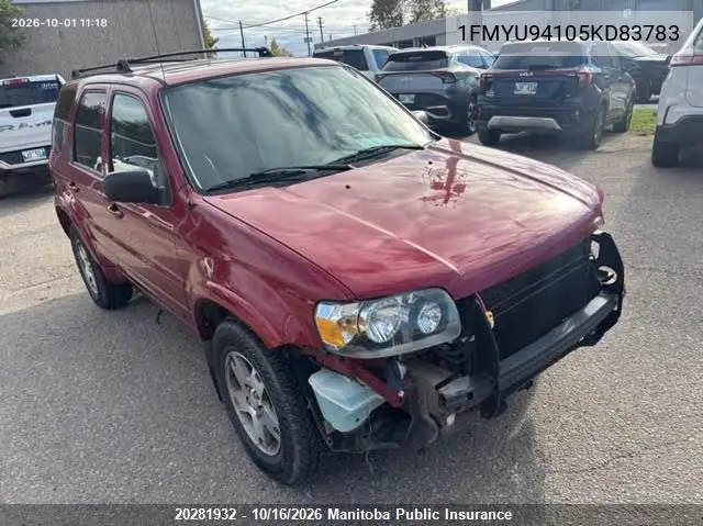 FORD ESCAPE 2005, VIN 1FMYU94105KD83783