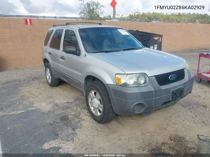 FORD ESCAPE 2006, VIN 1FMYU02Z86KA02929