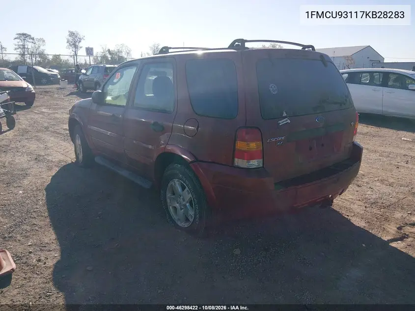 2007 FORD ESCAPE VIN 1FMCU93117KB28283 — фото 3