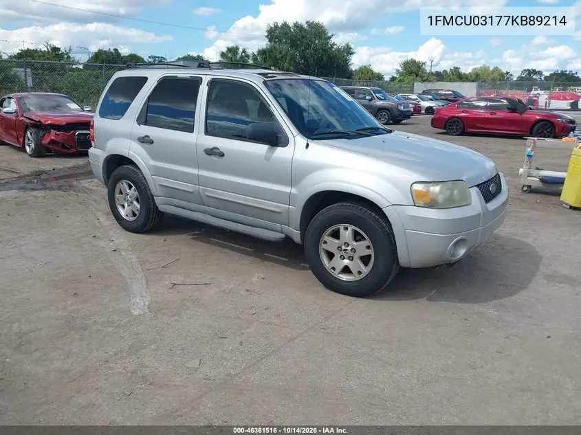 FORD ESCAPE 2007, VIN 1FMCU03177KB89214
