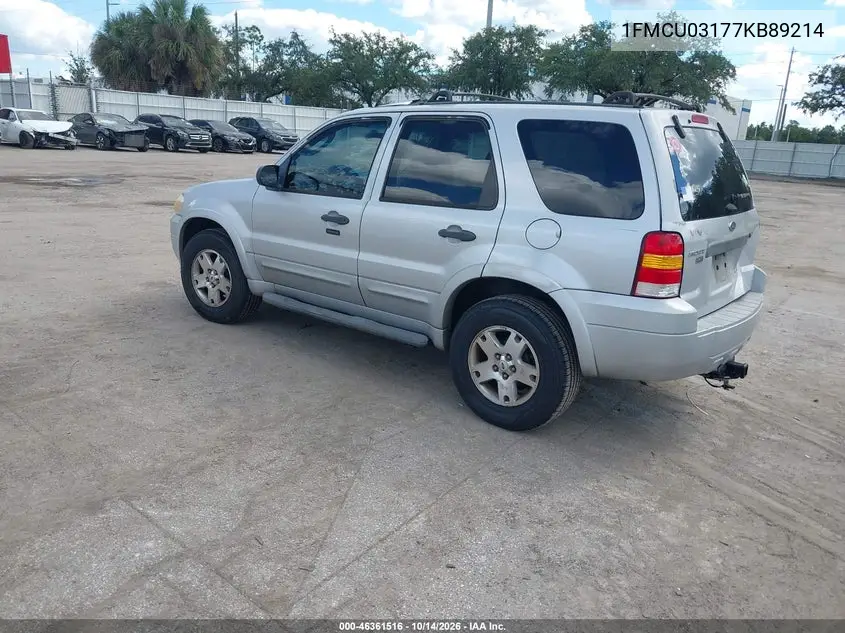 2007 FORD ESCAPE VIN 1FMCU03177KB89214 — фото 3