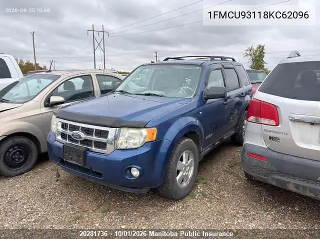 2008 FORD ESCAPE VIN 1FMCU93118KC62096 — фото 2