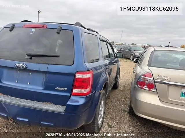 2008 FORD ESCAPE VIN 1FMCU93118KC62096 — фото 4