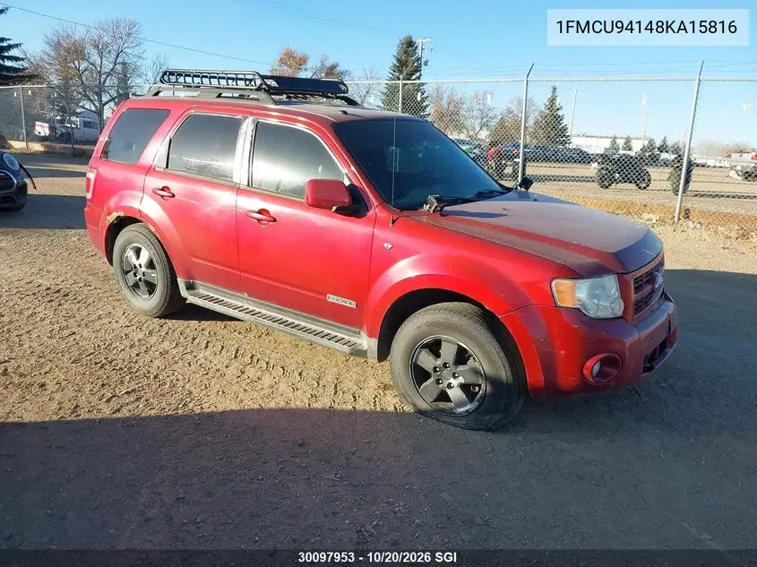 FORD ESCAPE 2008, VIN 1FMCU94148KA15816