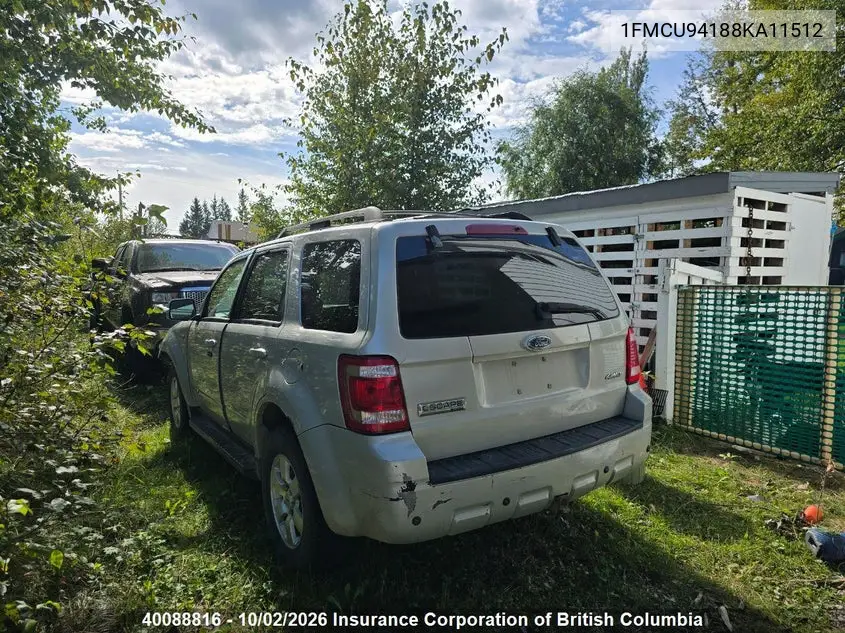 2008 FORD ESCAPE VIN 1FMCU94188KA11512 — фото 3