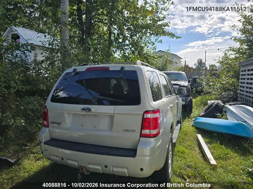 2008 FORD ESCAPE VIN 1FMCU94188KA11512 — фото 4
