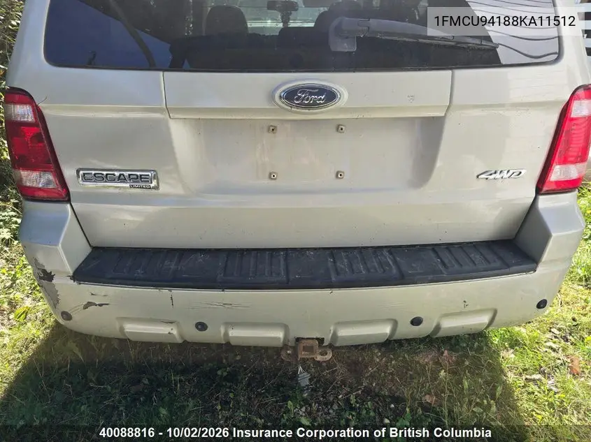 2008 FORD ESCAPE VIN 1FMCU94188KA11512 — фото 5