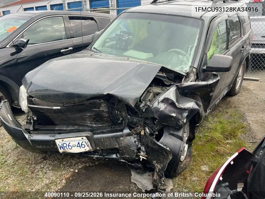 2008 FORD ESCAPE VIN 1FMCU93128KA34916 — фото 2