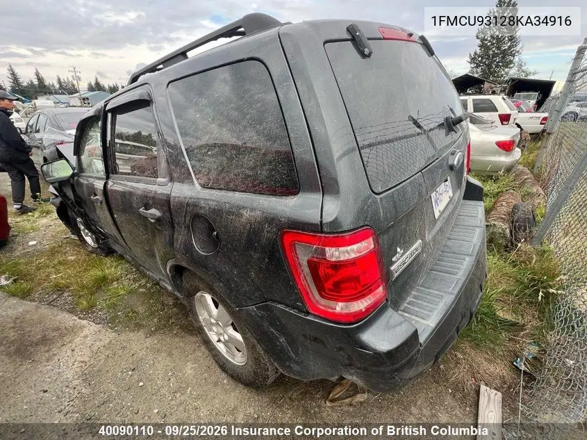 2008 FORD ESCAPE VIN 1FMCU93128KA34916 — фото 3