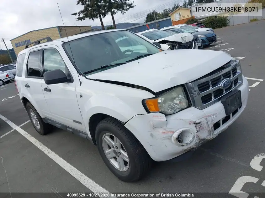 FORD ESCAPE 2008, VIN 1FMCU59H38KE18071