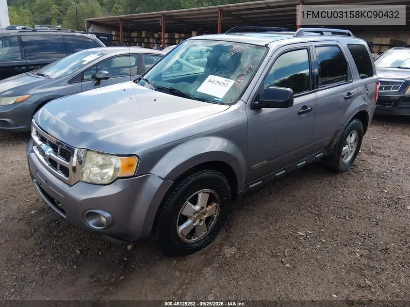 2008 FORD ESCAPE VIN 1FMCU03158KC90432 — фото 2