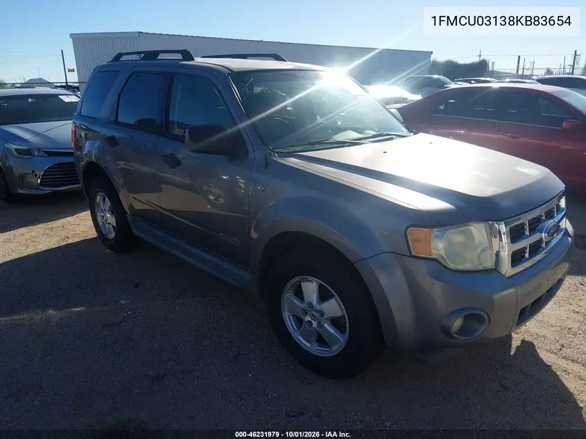 FORD ESCAPE 2008, VIN 1FMCU03138KB83654