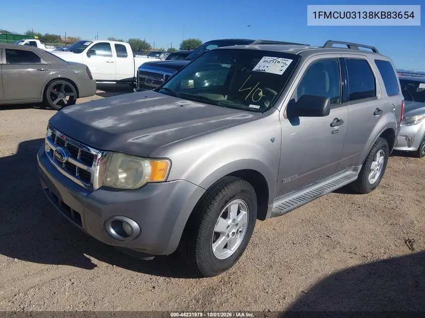 2008 FORD ESCAPE VIN 1FMCU03138KB83654 — фото 2