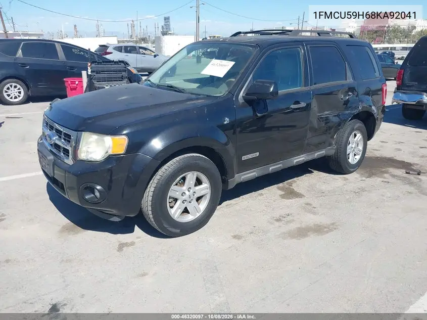 2008 FORD ESCAPE VIN 1FMCU59H68KA92041 — фото 2