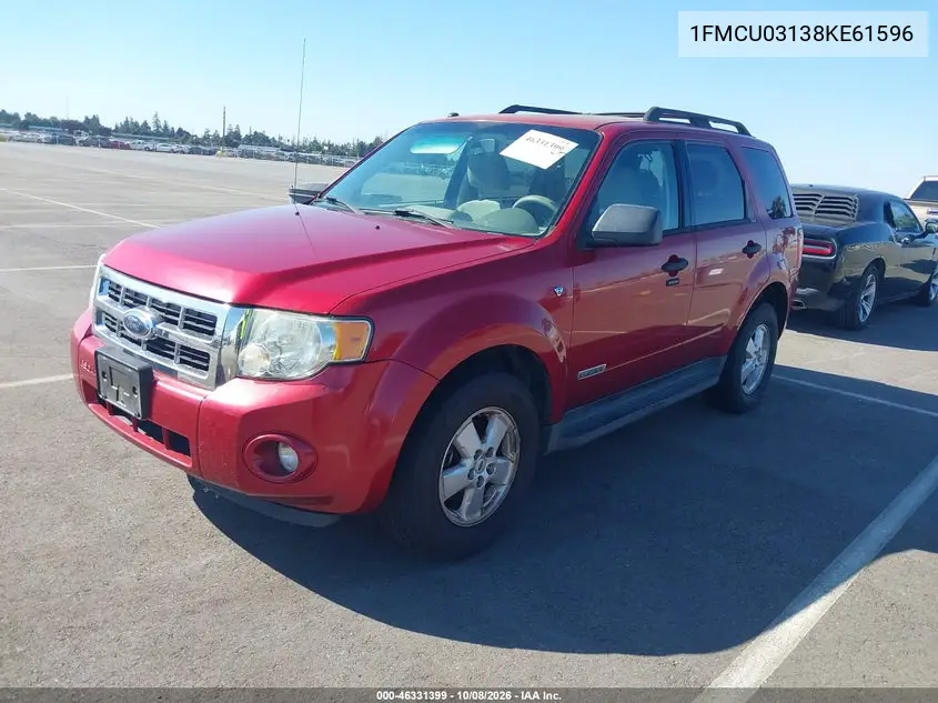 2008 FORD ESCAPE VIN 1FMCU03138KE61596 — фото 2
