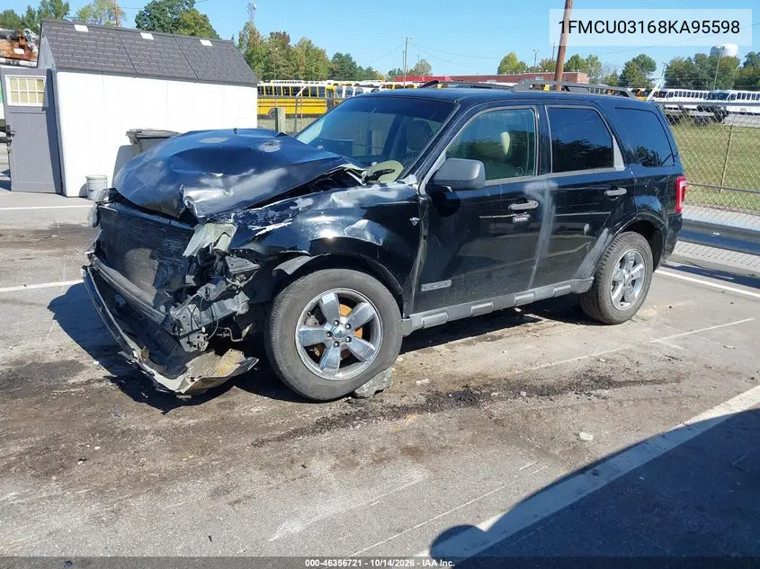 2008 FORD ESCAPE VIN 1FMCU03168KA95598 — фото 2