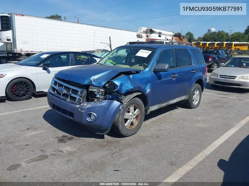 2009 FORD ESCAPE VIN 1FMCU93G59KB77591 — фото 2