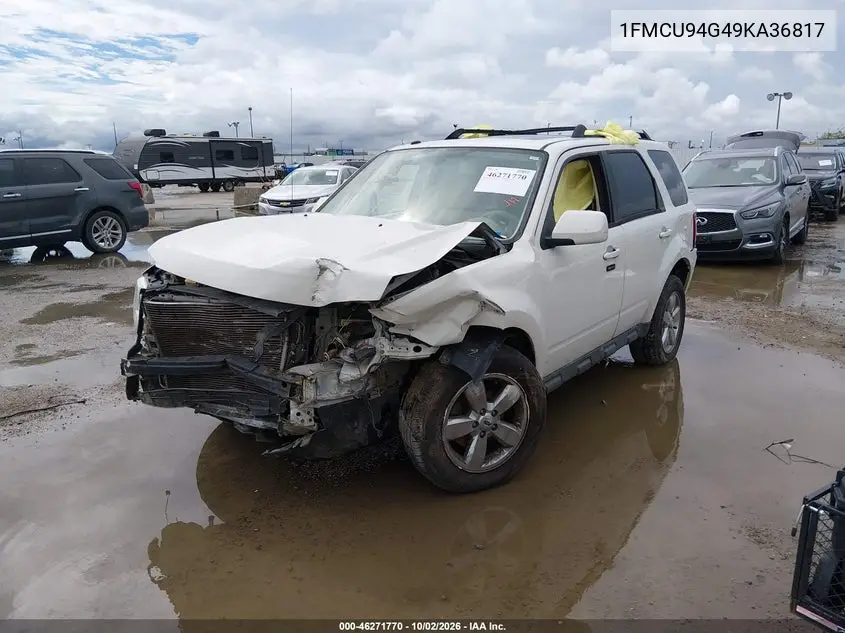 2009 FORD ESCAPE VIN 1FMCU94G49KA36817 — фото 2