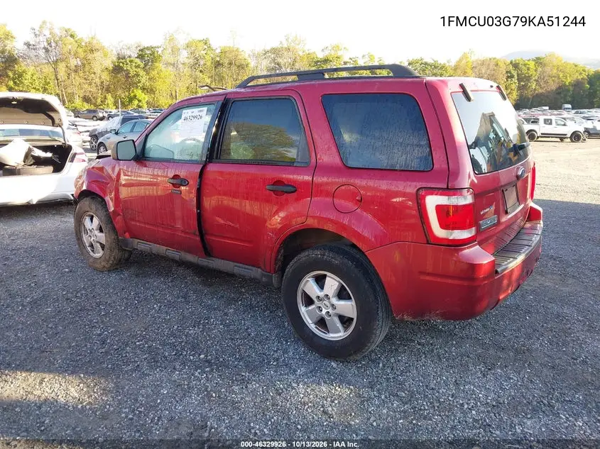 2009 FORD ESCAPE VIN 1FMCU03G79KA51244 — фото 3
