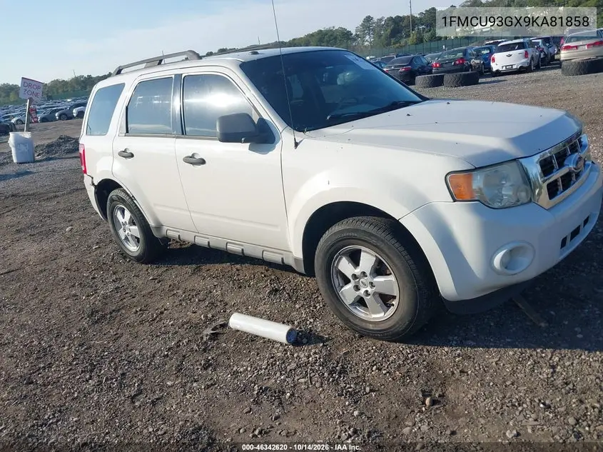 FORD ESCAPE 2009, VIN 1FMCU93GX9KA81858