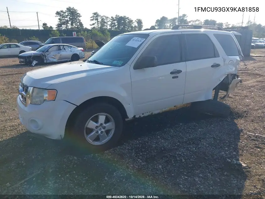 2009 FORD ESCAPE VIN 1FMCU93GX9KA81858 — фото 2