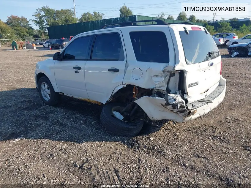 2009 FORD ESCAPE VIN 1FMCU93GX9KA81858 — фото 3