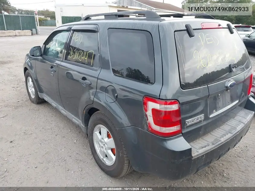2009 FORD ESCAPE VIN 1FMCU03749KB62933 — фото 3