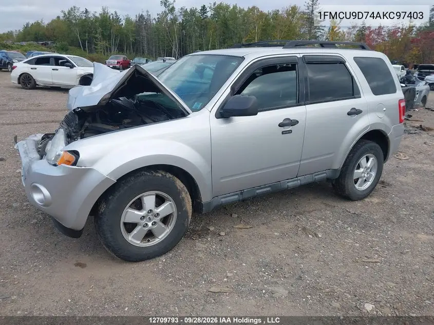 2010 FORD ESCAPE VIN 1FMCU9D74AKC97403 — фото 2