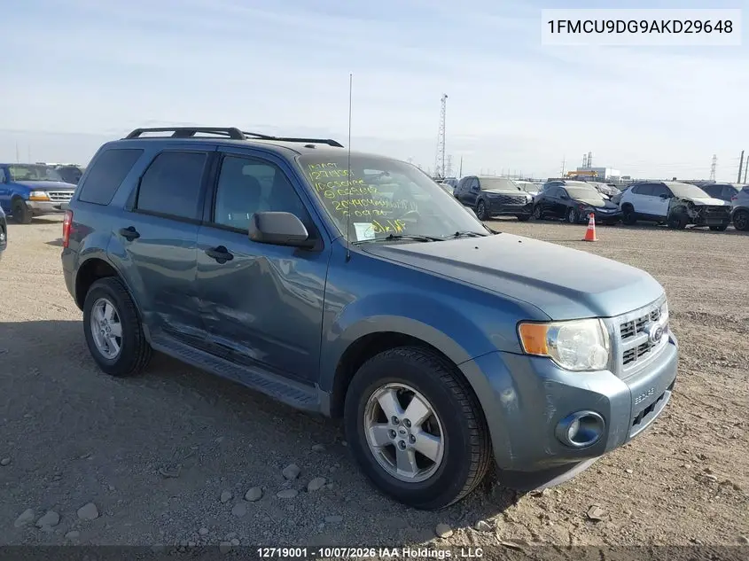 FORD ESCAPE 2010, VIN 1FMCU9DG9AKD29648