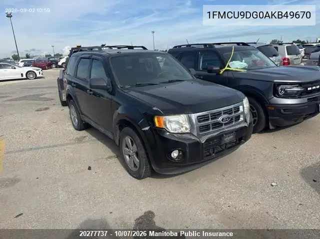 FORD ESCAPE 2010, VIN 1FMCU9DG0AKB49670