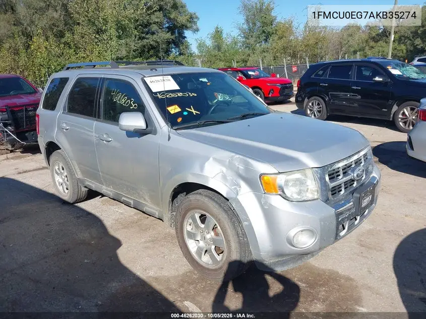FORD ESCAPE 2010, VIN 1FMCU0EG7AKB35274