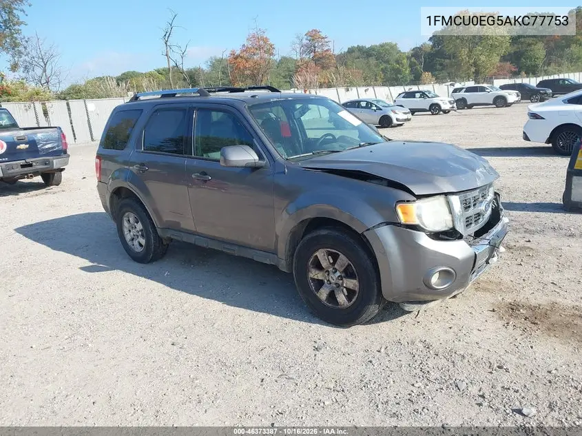 FORD ESCAPE 2010, VIN 1FMCU0EG5AKC77753