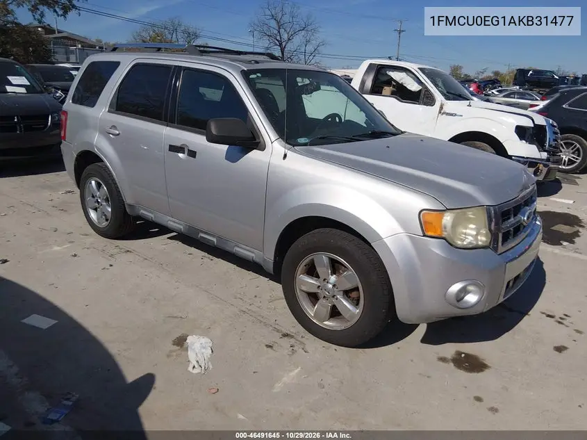FORD ESCAPE 2010, VIN 1FMCU0EG1AKB31477
