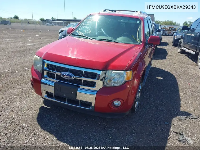 2011 FORD ESCAPE VIN 1FMCU9EGXBKA29343 — фото 2