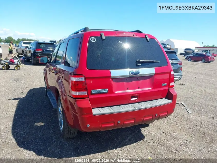2011 FORD ESCAPE VIN 1FMCU9EGXBKA29343 — фото 3