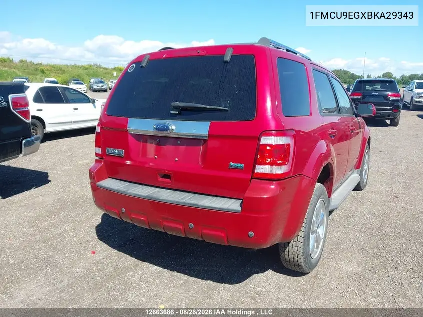 2011 FORD ESCAPE VIN 1FMCU9EGXBKA29343 — фото 4