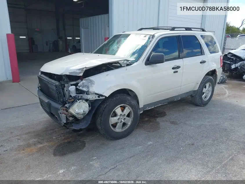 2011 FORD ESCAPE VIN 1FMCU0D78BKA58000 — фото 2