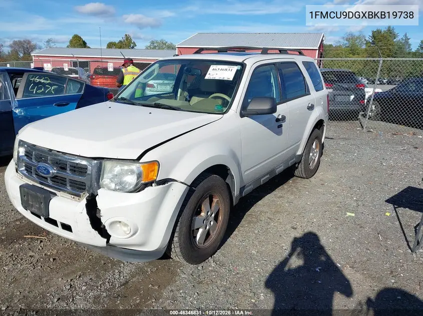 2011 FORD ESCAPE VIN 1FMCU9DGXBKB19738 — фото 2