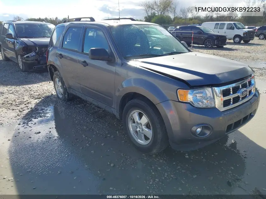 FORD ESCAPE 2011, VIN 1FMCU0DGXBKB92233